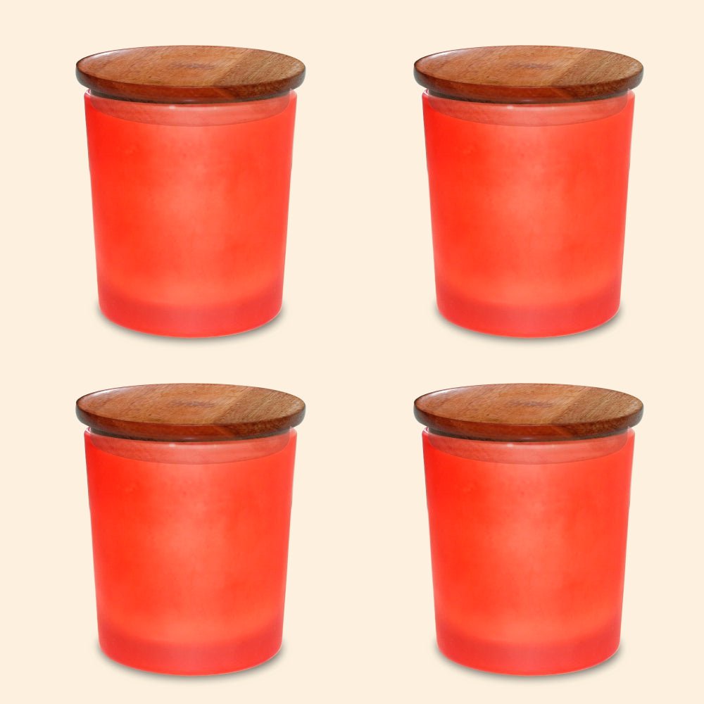 Shoprythm Packaging,Cosmetic Jar Red frosted jar with wooden lid Shoprythm Packaging,Cosmetic Jar Red frosted jar with wooden lid